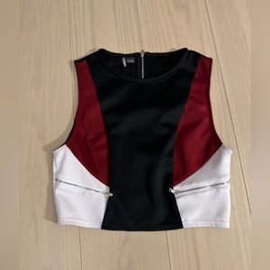 Sparkle & Fade Moto Zipper crop top